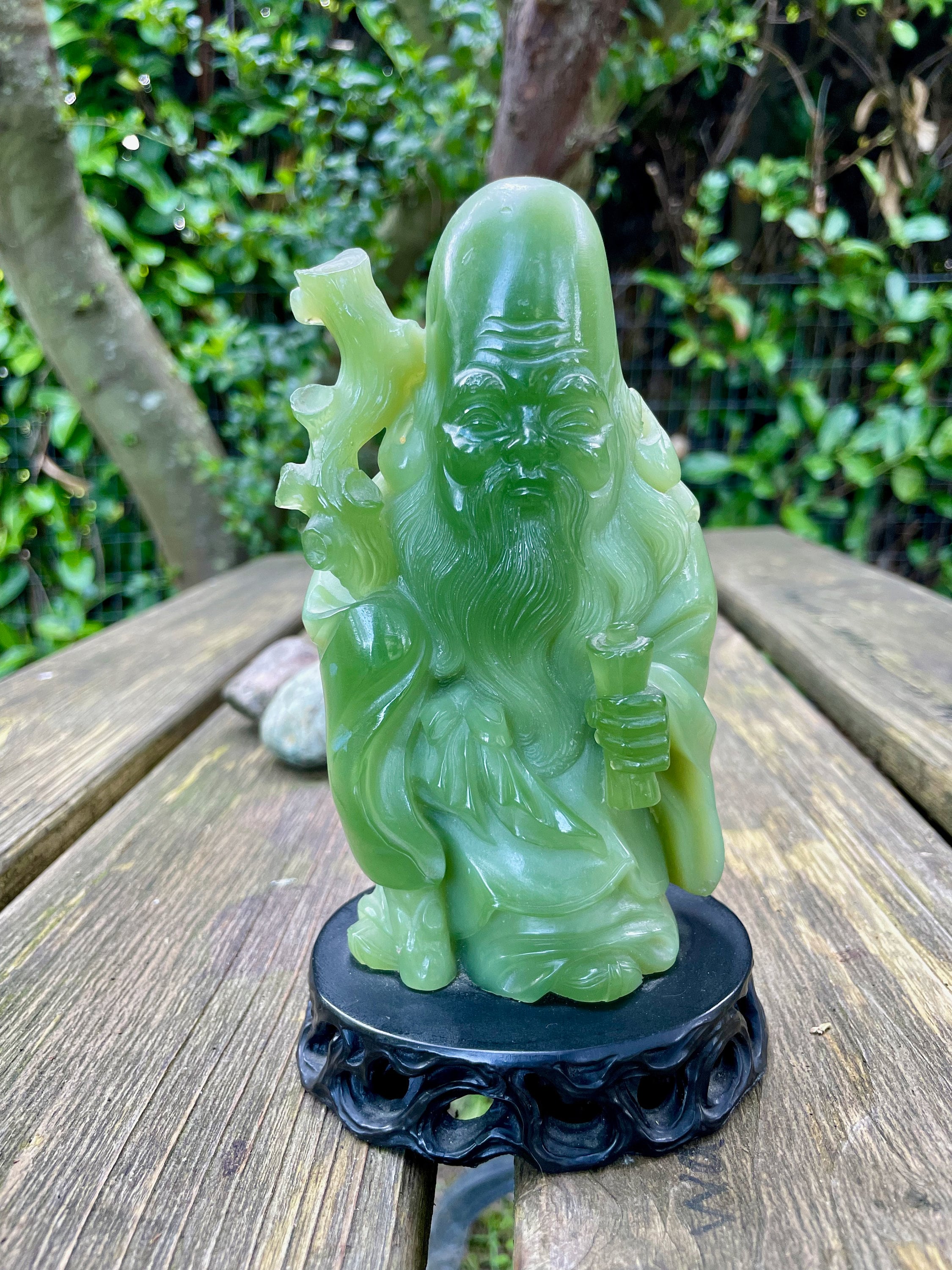 Piece of Jade 豪華版 Vintage Resin Faux Jade Carved Scholar Wise Man Figurine - Etsy