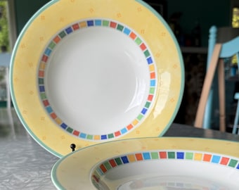 Set of 2 Rim Soup Villeroy and Boch Twist Alea Limone Porcelain Soup Bowl Pasta Plate