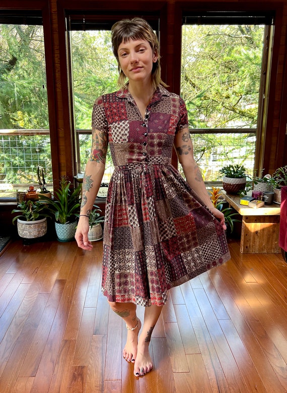 Vintage 60s Patchwork Pattern Dress