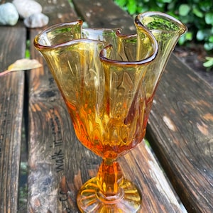 Amber Glass Fenton Vase Vintage Thumbprint Glass Swung Glass