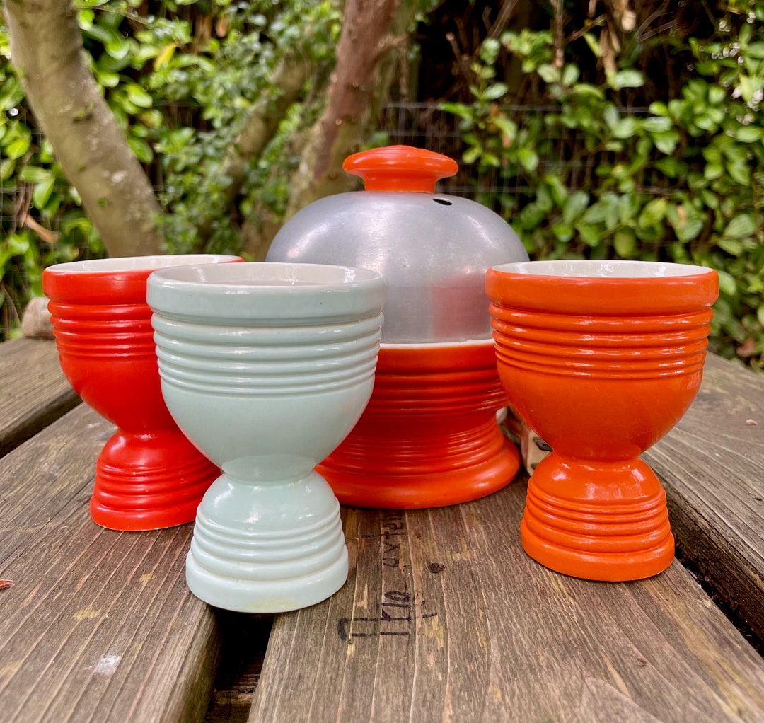 Fiesta Hankscraft Egg Cooker With Egg Cups Vintage Fiesta Ware Go alongs Etsy