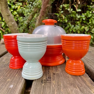 Fiesta Hankscraft Egg Cooker with Egg Cups Vintage Fiesta Ware Go-Alongs