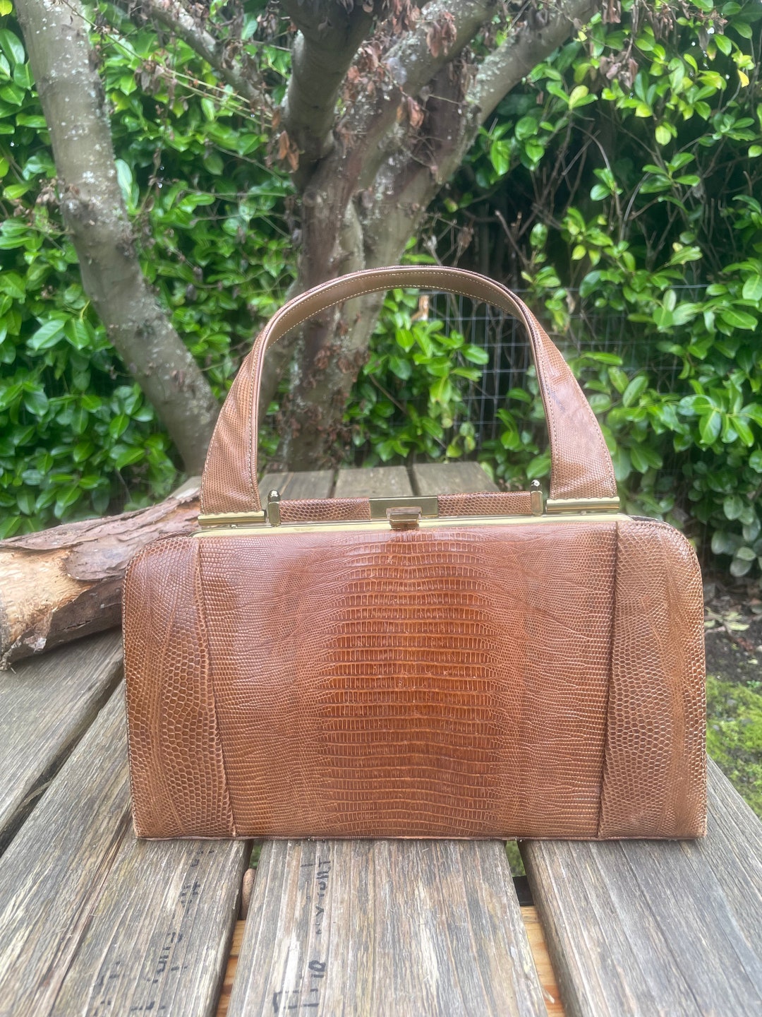 【美品】Lizard skin リザード 蜥蜴革/ブラウン系色/ハンドバッグ il_1080xN.5770468020_fxhd.jpg