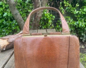 Vintage lizard reptile handbag purse 1950's