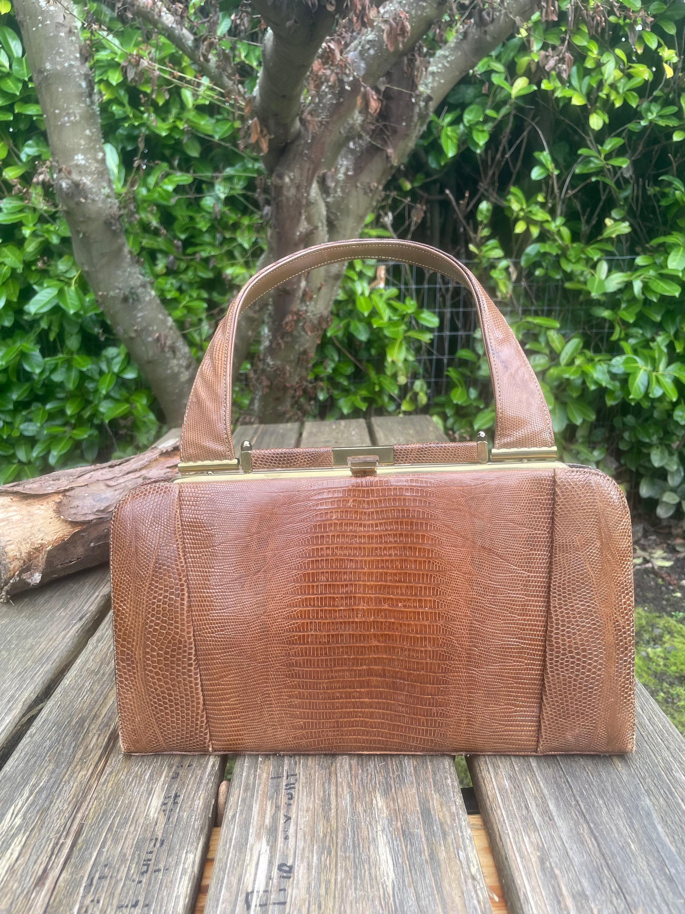 Vintage Lizard Reptile Handbag Purse 1950's - Etsy