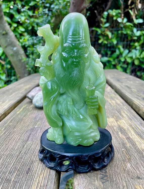 Vintage Resin Faux Jade Carved Scholar Wise Man Figurine - Etsy