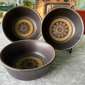 Set of 3 fruit bowls 5 1/4&quot; Denby Arabesque stoneware vintage 1960&#39;s Denby England