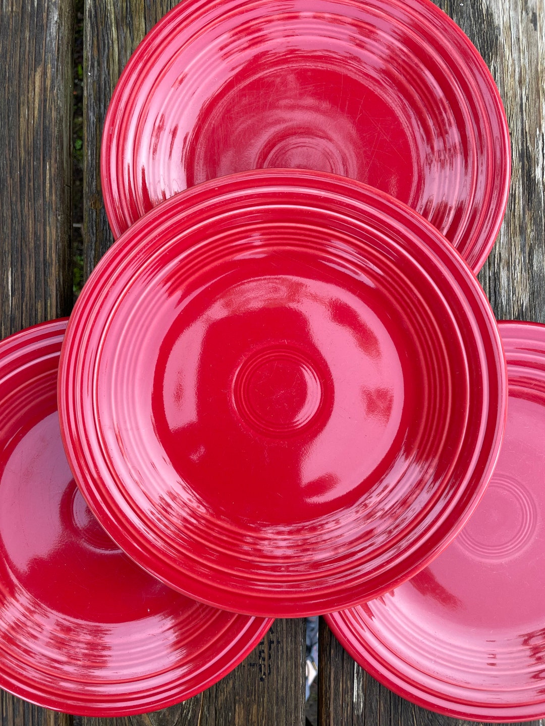 Set of 4 Red Scarlet Fiesta Lunch Plate 9 Vintage P86 Etsy