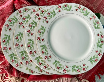 4 vintage Christmas Charm dinner plates by Gibson