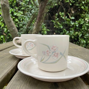 Corelle Spring Pond Corning Ware Cup and Saucer Set of 2