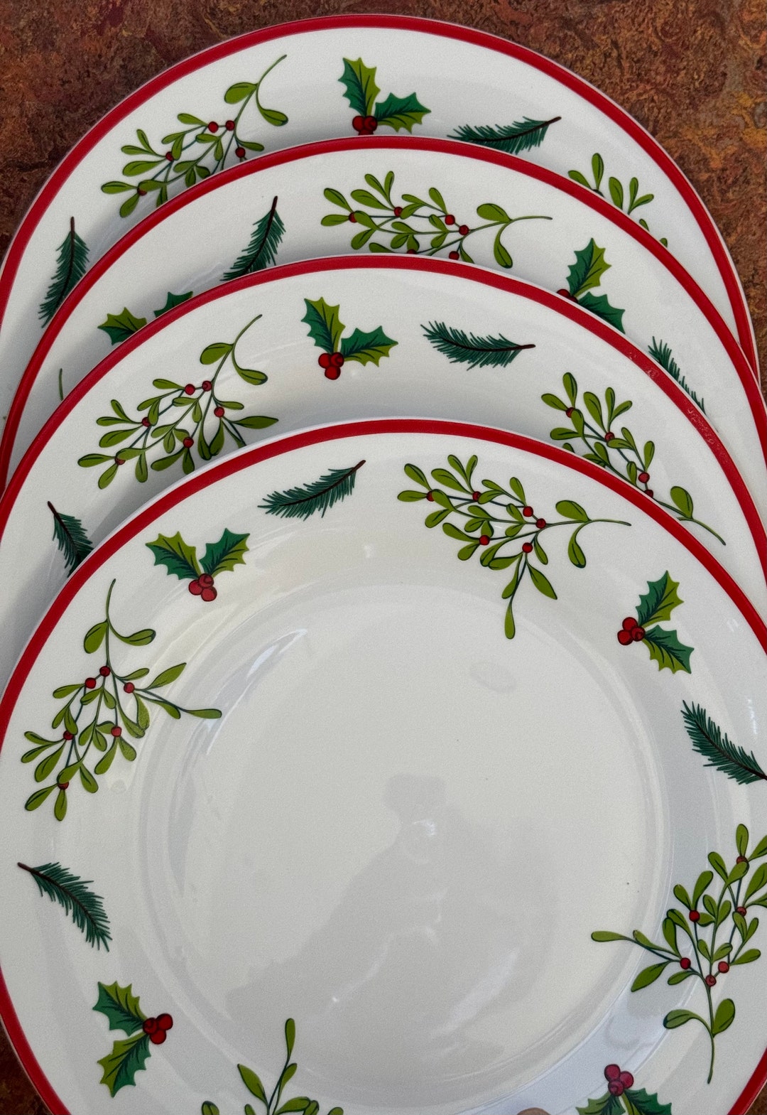 4 Dinner Plates Holly Berry Tis the Season by Royal Norfolk Christmas ...