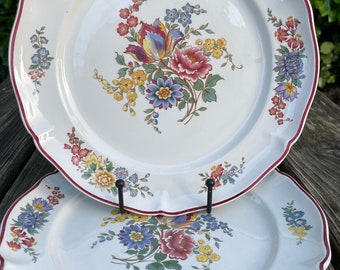 Set of 2 Rare Villeroy & Boch Fleur de Montclair Dinner Plates Mettlach Made in France Saar Economic Union