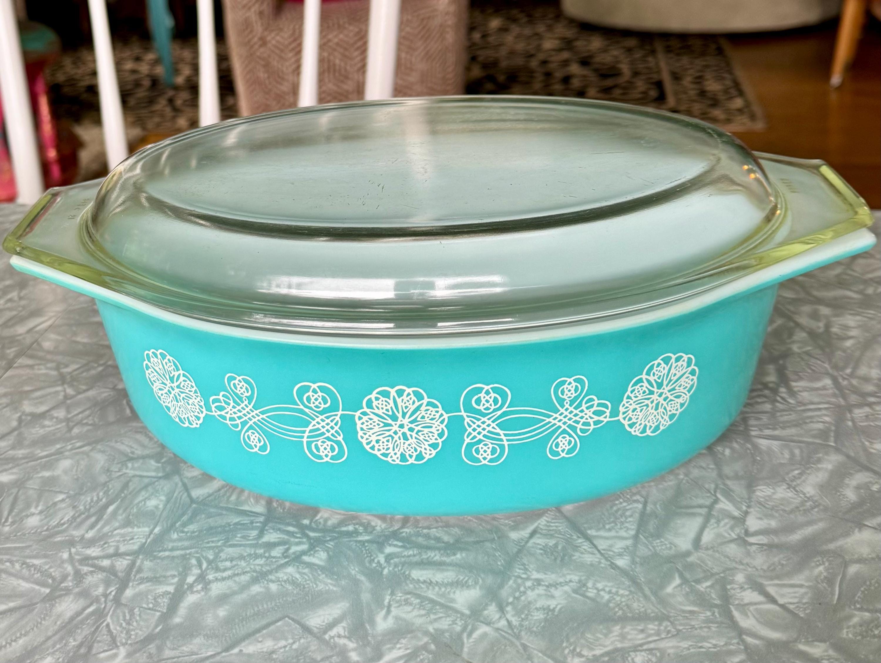 Pyrex Turquoise Lace Medallion Covered Casserole 045 - Etsy