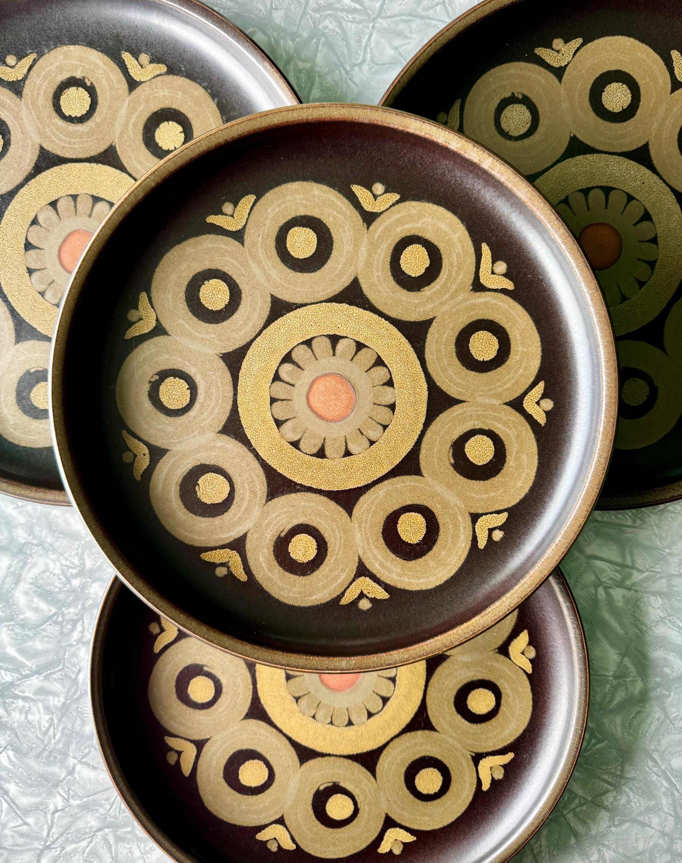 Set of Dinner Plates Denby Arabesque Stoneware Vintage 1960's