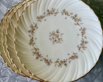 Set of 4 Lenox Gaylord bread plates vintage china amber floral gold trim dessert plates