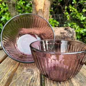 Set of Pyrex Cranberry Ribbed Mixing Bowls