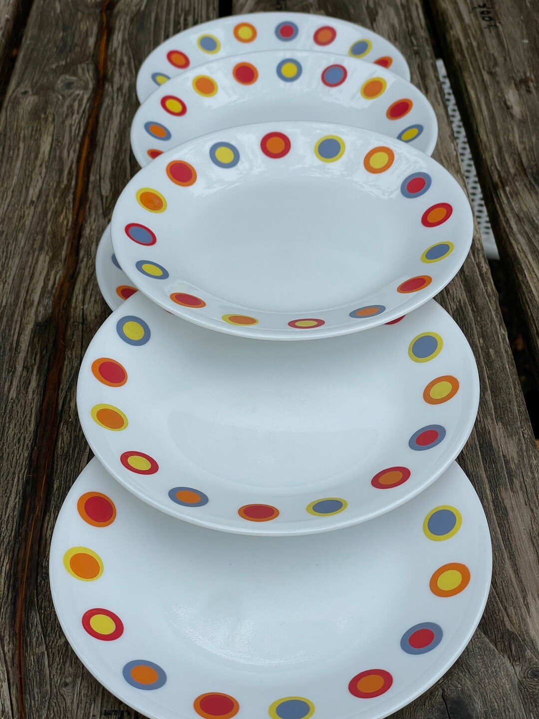 Set of 6 Corelle Hot Dots 6 3/4 Plates Bread & Butter Salad Etsy