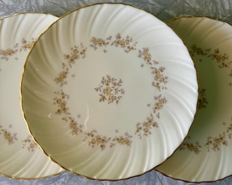 Set of 3 Lenox Gaylord salad plates vintage china amber floral gold trim dessert plates