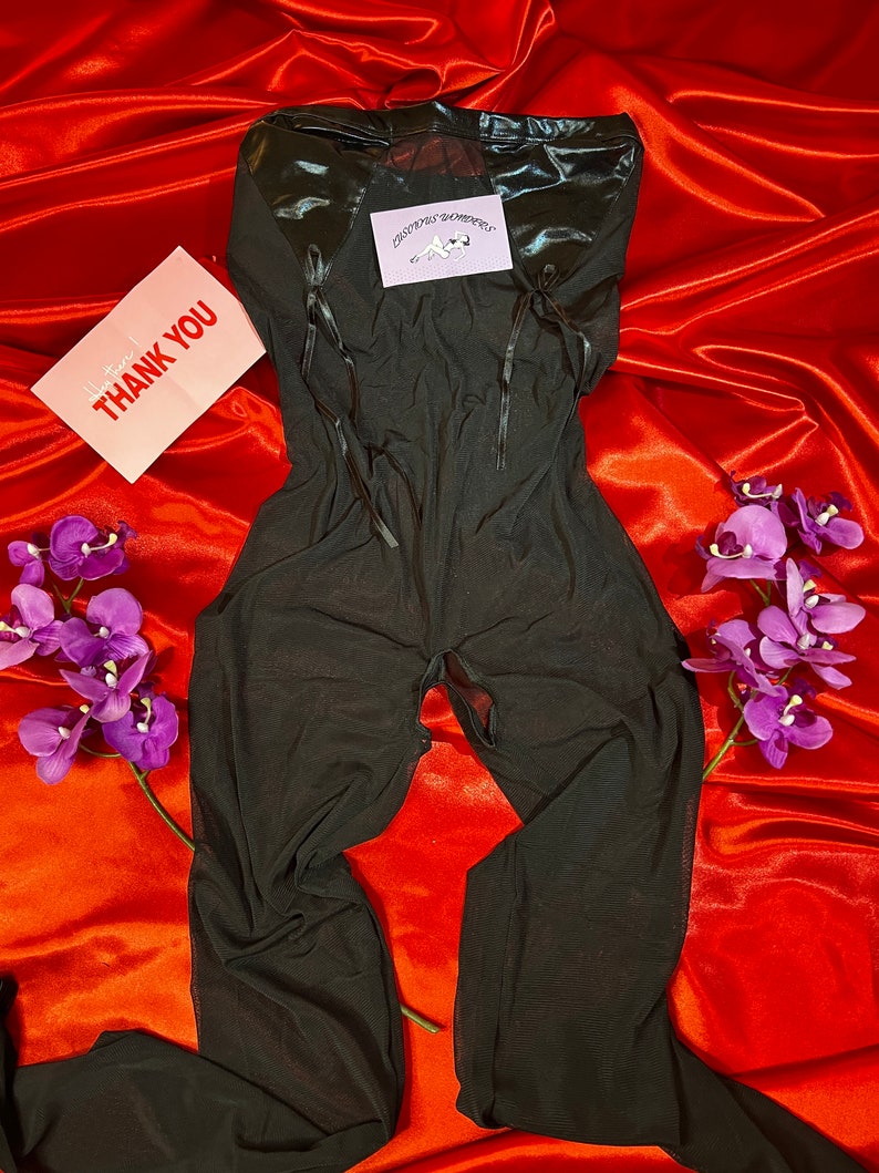 Black Latex See Through Bodysuit Zipper Crotch Suit Ultra Etsy