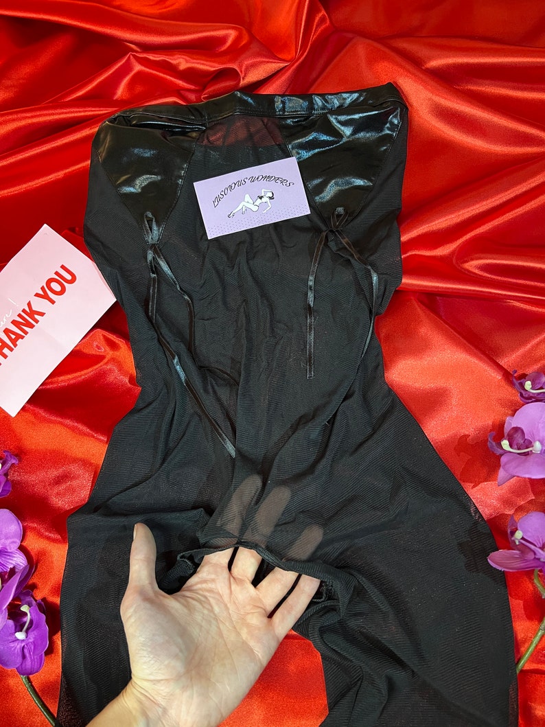 Black Latex See Through Bodysuit Zipper Crotch Suit Ultra Etsy