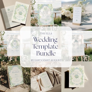 Elegant Floral Wedding Signage Bundle, Custom Wedding Template Bundle, French Wedding Stationery Bundle, Canva Templates