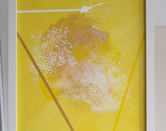 gelb, weiß und gold - Leinwand Acryl 30x40cm "Midsommar"