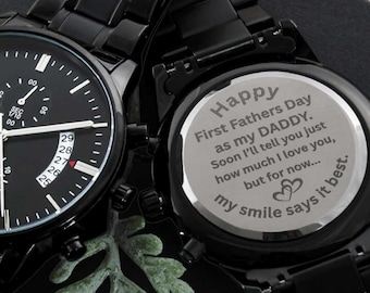 Engraved Stainless Steel Watch, First Father's Day Gift