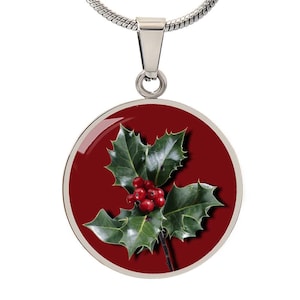 Holy Birth Flower December Engraved Necklace | Personalised Floral Jewellery for December Birthdays | Meaningful Birth Month Jewellery Gift