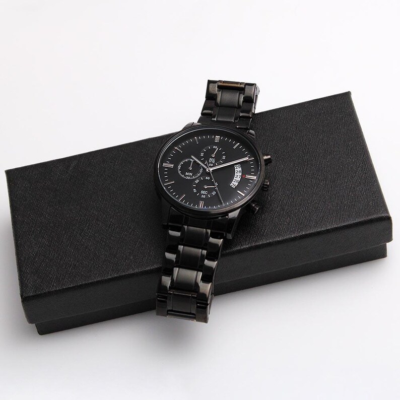 Engraved Watch For Men, Personalised Mens Wrist Watch, Black Watch Men, Wedding Day Watch, Custom Men's Watch, Personalized Gift for Men