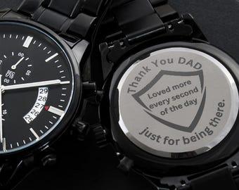 Engraved Stainless Steel Watch for Dad: Personalized Chronograph Gift