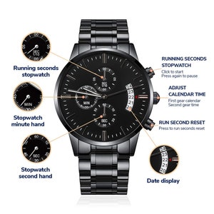 Engraved Watch For Men, Personalised Mens Wrist Watch, Black Watch Men, Wedding Day Watch, Custom Men's Watch, Personalized Gift for Men