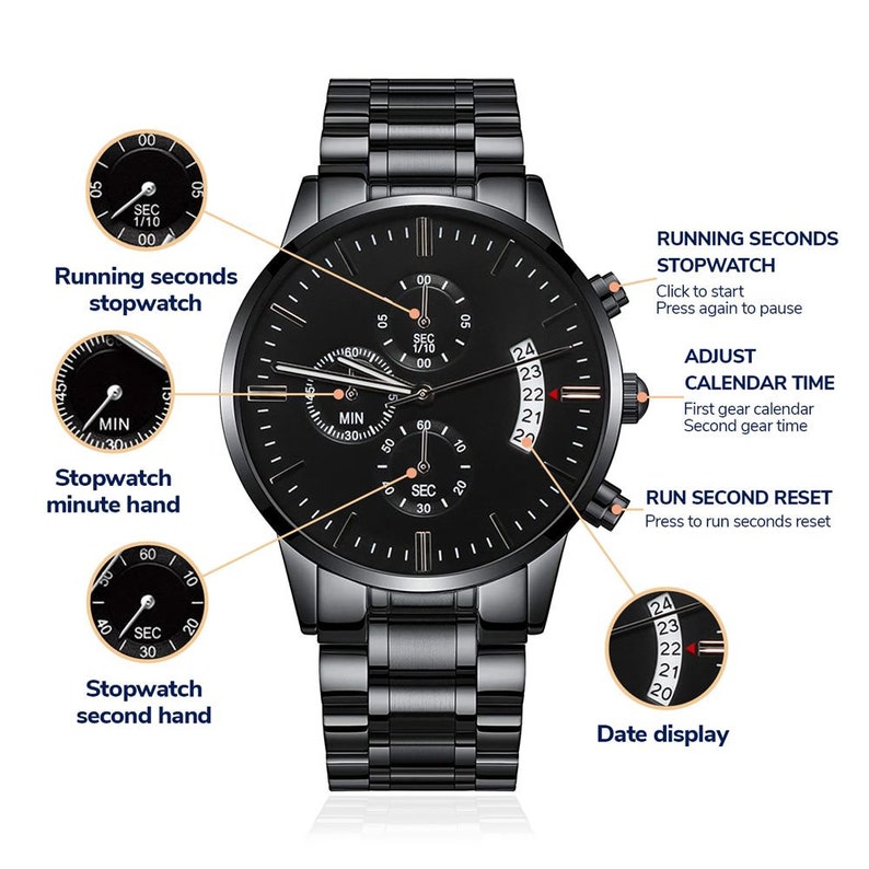 Engraved Watch For Men, Personalised Mens Wrist Watch, Black Watch Men, Wedding Day Watch, Custom Men's Watch, Personalized Gift for Men
