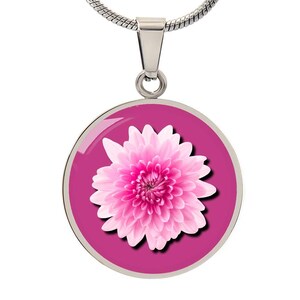 Chrysanthemum Birth Flower Necklace - Engraved November Birth Flower Pendant - Unique Personalised Gift