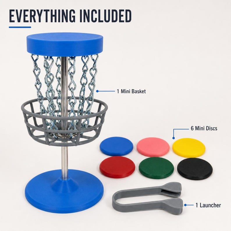 Mini Disc Golf Basket Game, 6-Inch Tabletop Desk Toy with Steel Chains, Disc Golfer Gift image 5