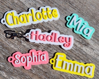 Personalized Keychain - Custom Color and Text - Bag Tag - Key Ring - Name Tag - Backpack Tag