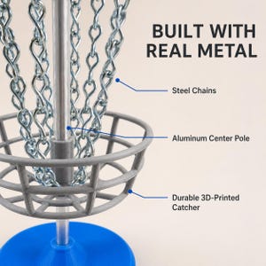 Mini Disc Golf Basket Game, 6-Inch Tabletop Desk Toy with Steel Chains, Disc Golfer Gift image 4
