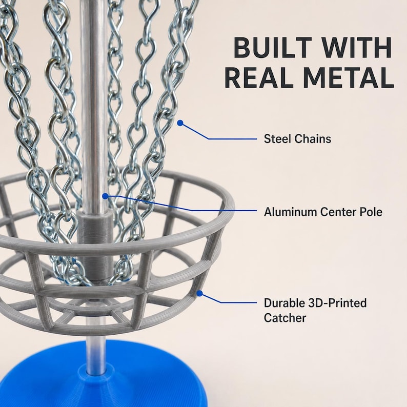 Mini Disc Golf Basket Game, 6-Inch Tabletop Desk Toy with Steel Chains, Disc Golfer Gift image 4