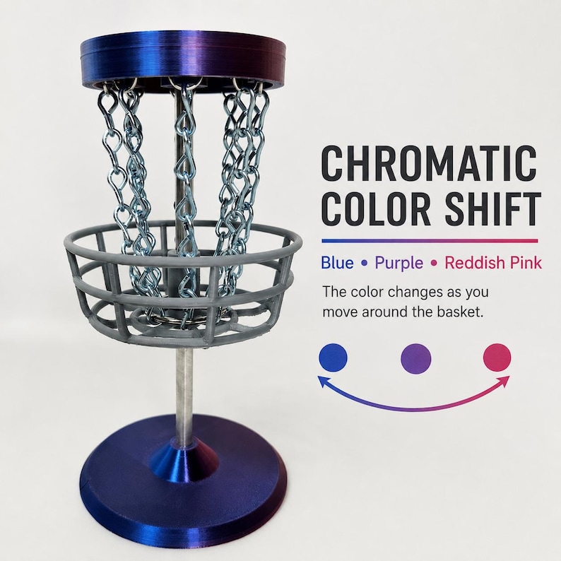Mini Disc Golf Basket Game, 6-Inch Tabletop Desk Toy with Steel Chains, Disc Golfer Gift image 7