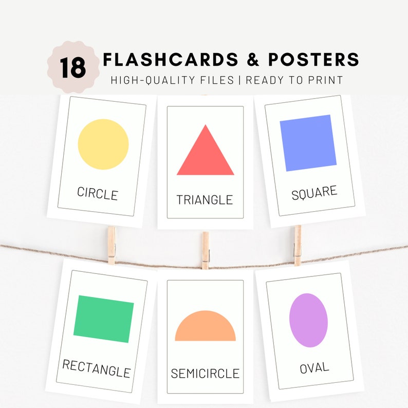 Shapes Flashcards Shapes Flash Cards Digital Flashcards Etsy