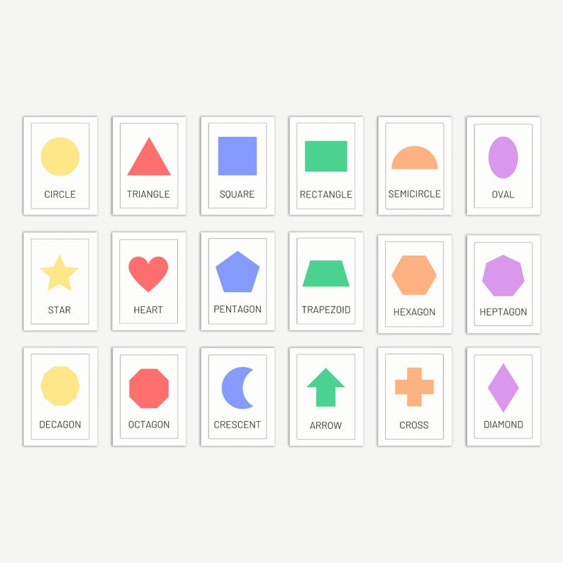 Shapes Flashcards Shapes Flash Cards Digital Flashcards Etsy