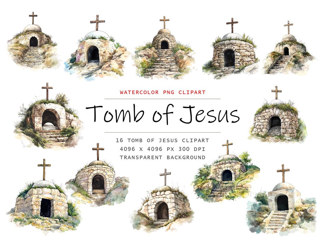 Watercolor Tomb of Jesus Clipart, 16 PNG Religion Clip Art, Commercial ...