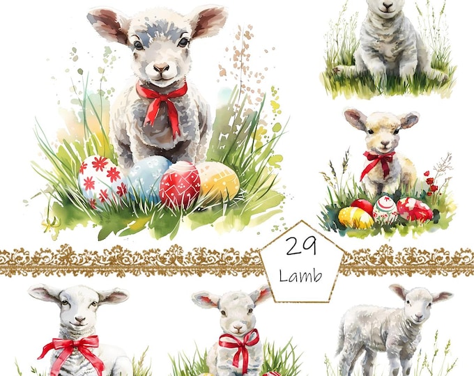 Watercolor Lamb Clipart, 29 PNG Lamb Clip Art, Commercial Use, Lamb ...