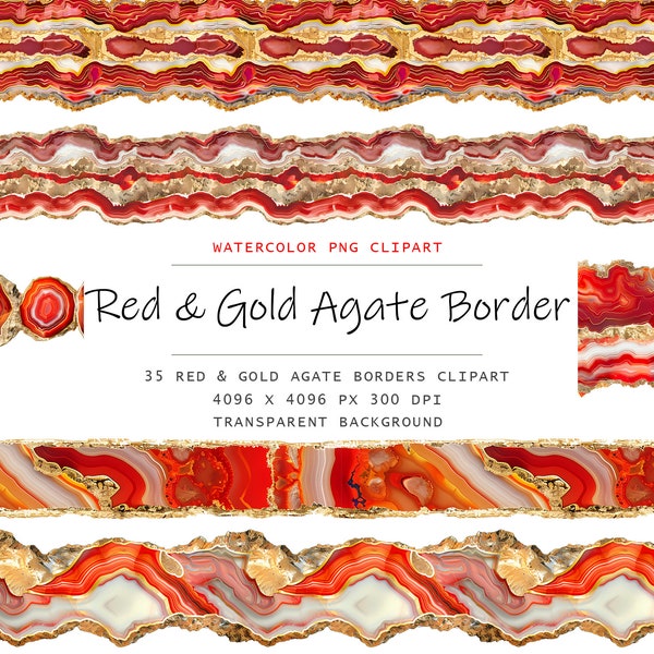 Red And Gold Agate Borders Clipart, 35 PNG Red And Gold Agate Borders clip art, Red And Gold Agate Clipart png Bundle, Digital Download