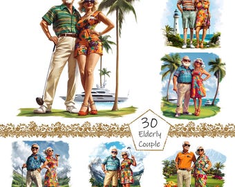 Golf Couple Clipart, 30 PNG Funny Couple clipart, Golf Clipart png Bundle, Elegant Lady clipart, Golf Player clipart, Old Aged Clipart Png