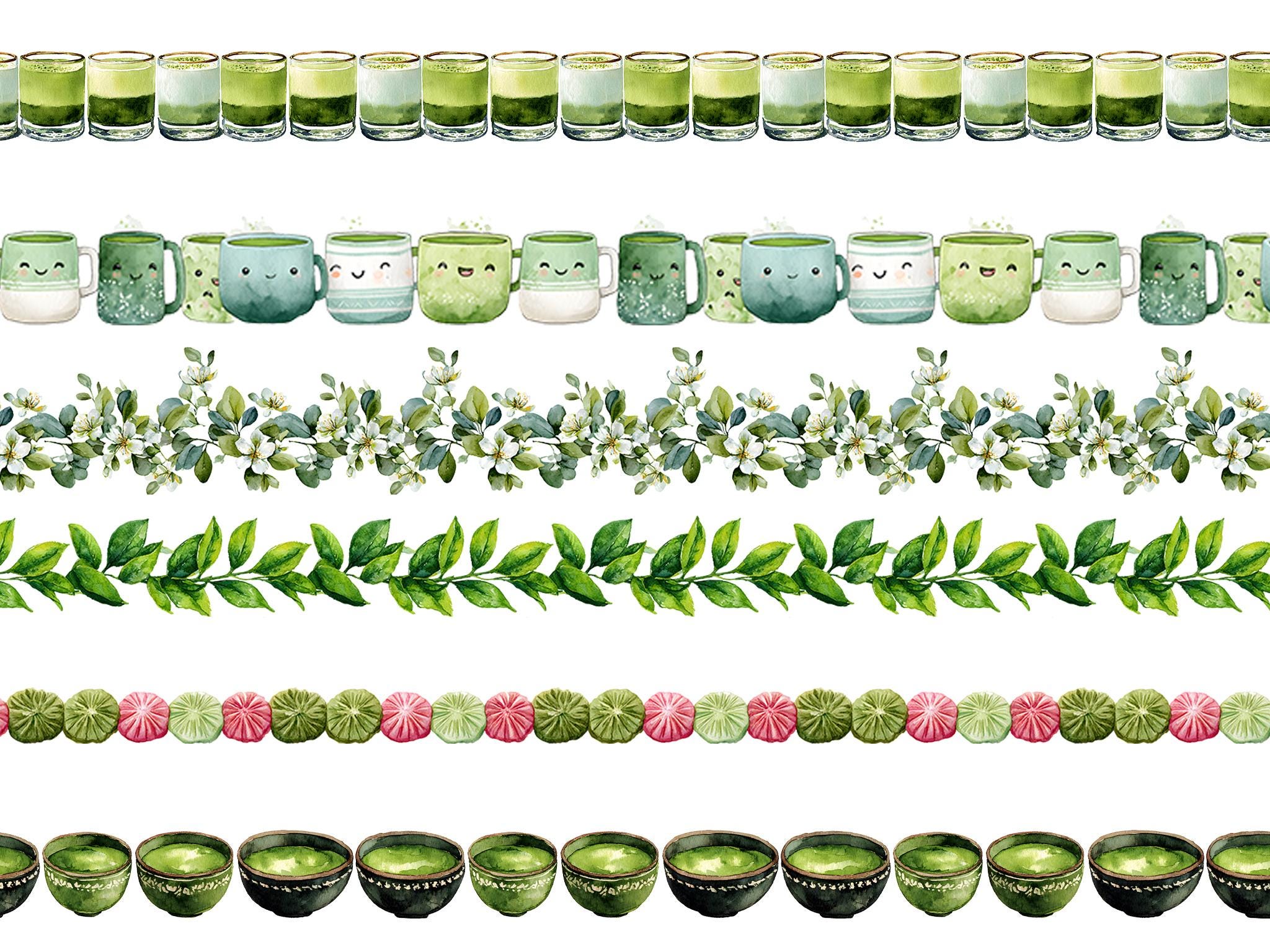 Matcha Borders Clipart, 30 PNG Matcha Clip Art, Matcha Sticker Png ...