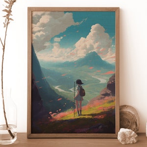 ロフィガール旅行ポスター、日本の美学、ロフィプリント、アニメ風景、アニメ旅行ポスター、ロフィ山風景ポスター、ロフィスタイル