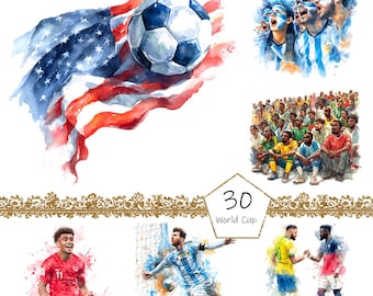 Soccer World Cup Clipart, 34 PNG Soccer clipart, World Cup Clipart png Bundle, Football clipart, digital download, Football clipart png