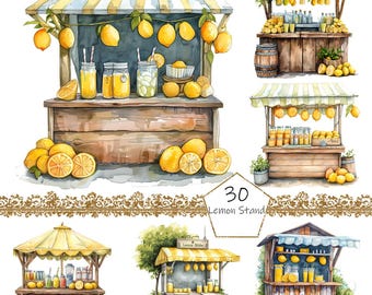 Watercolor Lemons Clipart PNG, Watercolor Sublimation Lemons Clipart, Lemons Bundle Illustrations, Commercial License, Cute Lemonade Graphic