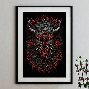 Viking God Print, Norse Mythology Art Print,Home Wall Art, Digital Download, Printable Wall Poster