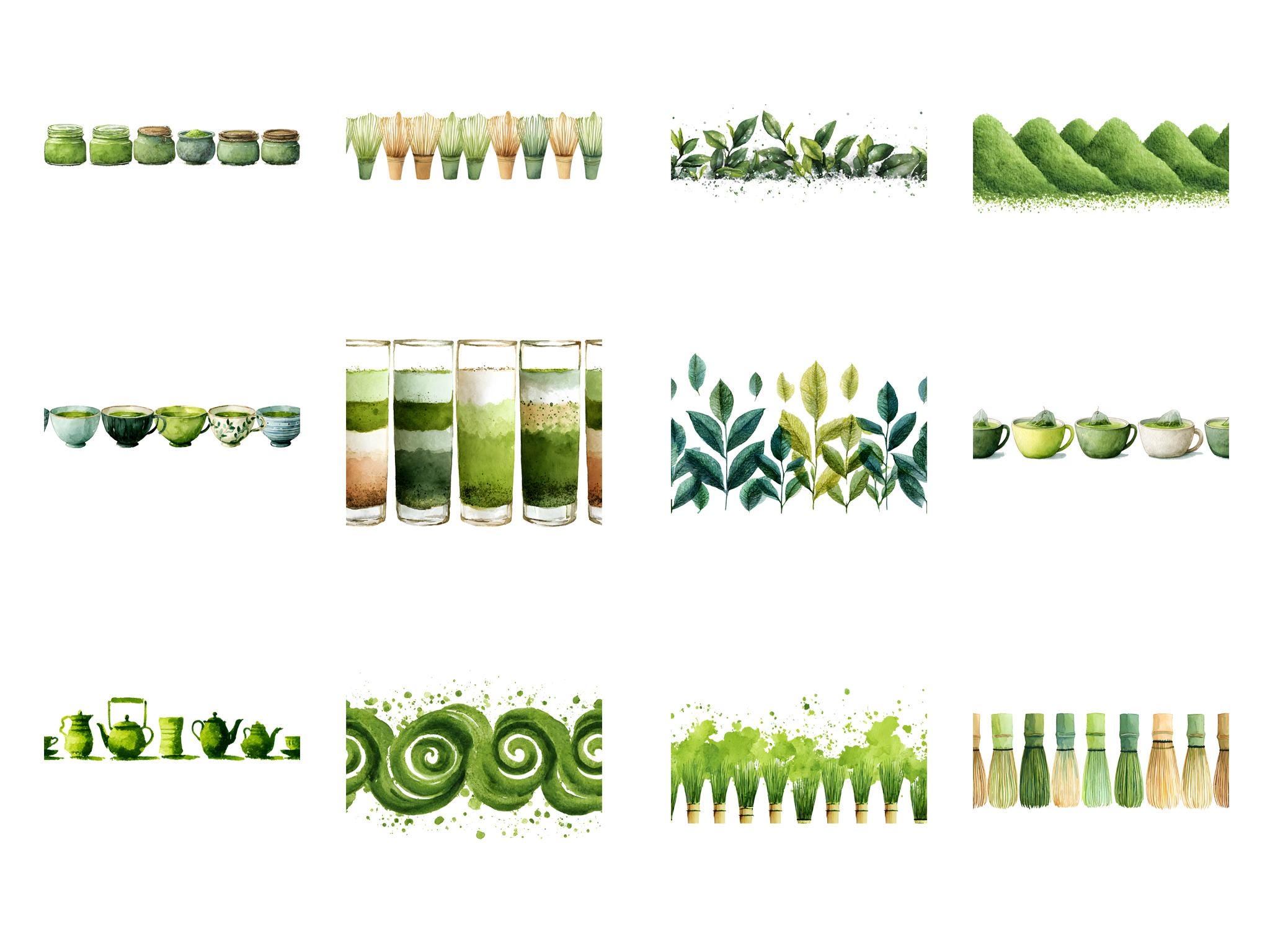 Matcha Borders Clipart, 30 PNG Matcha Clip Art, Matcha Sticker Png ...